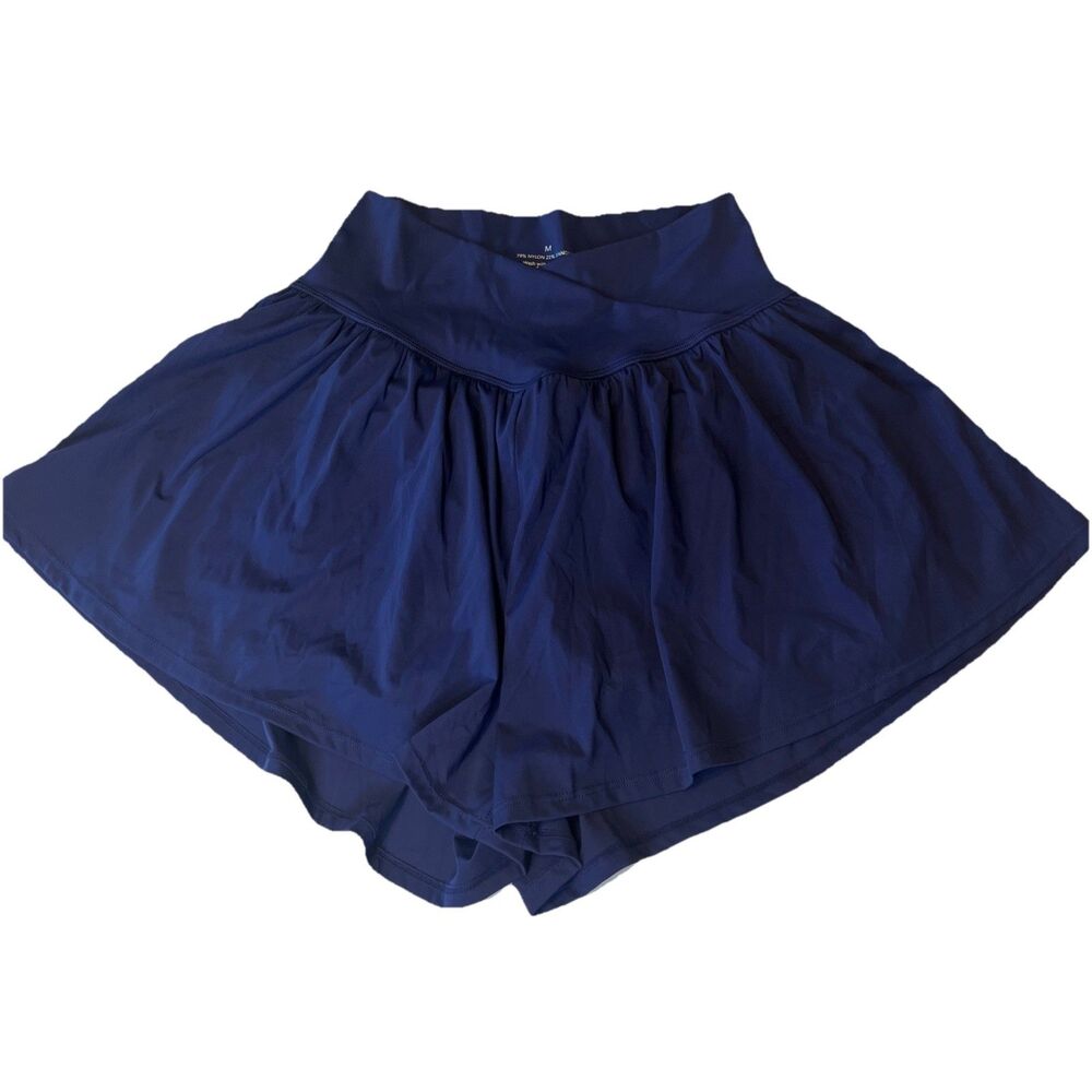 Women’s High-Waisted Skort  Butterfly Crossover Waist, Size M Navy